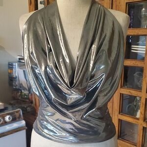 Forever 21 Gray Draped Sleeveless Blouse